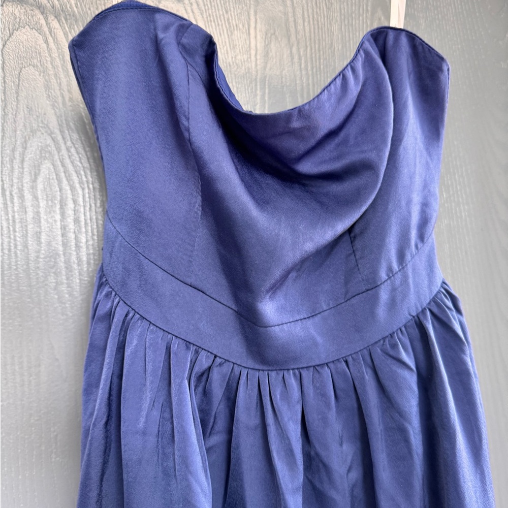 NWOT Lulus Elegant Navy Blue Strapless Bubble Hem Midi Dress - Picture 9 of 12
